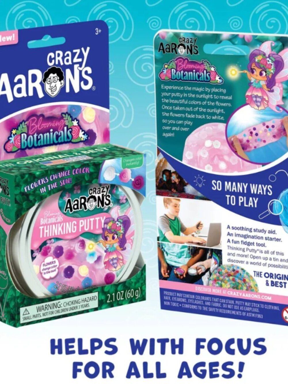 Crazy Aaron's Blooming Botanicals 3.5" Thinking Putty Tin: Focus on Sensory Deve
